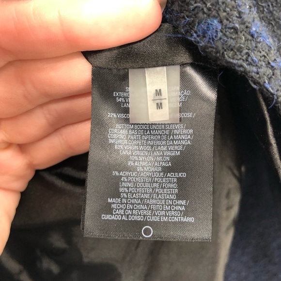 ELIE TAHARI Blazer Jacket Wool Alpaca Mohair Blue Black Textured Unique M Women - Picture 9 of 12